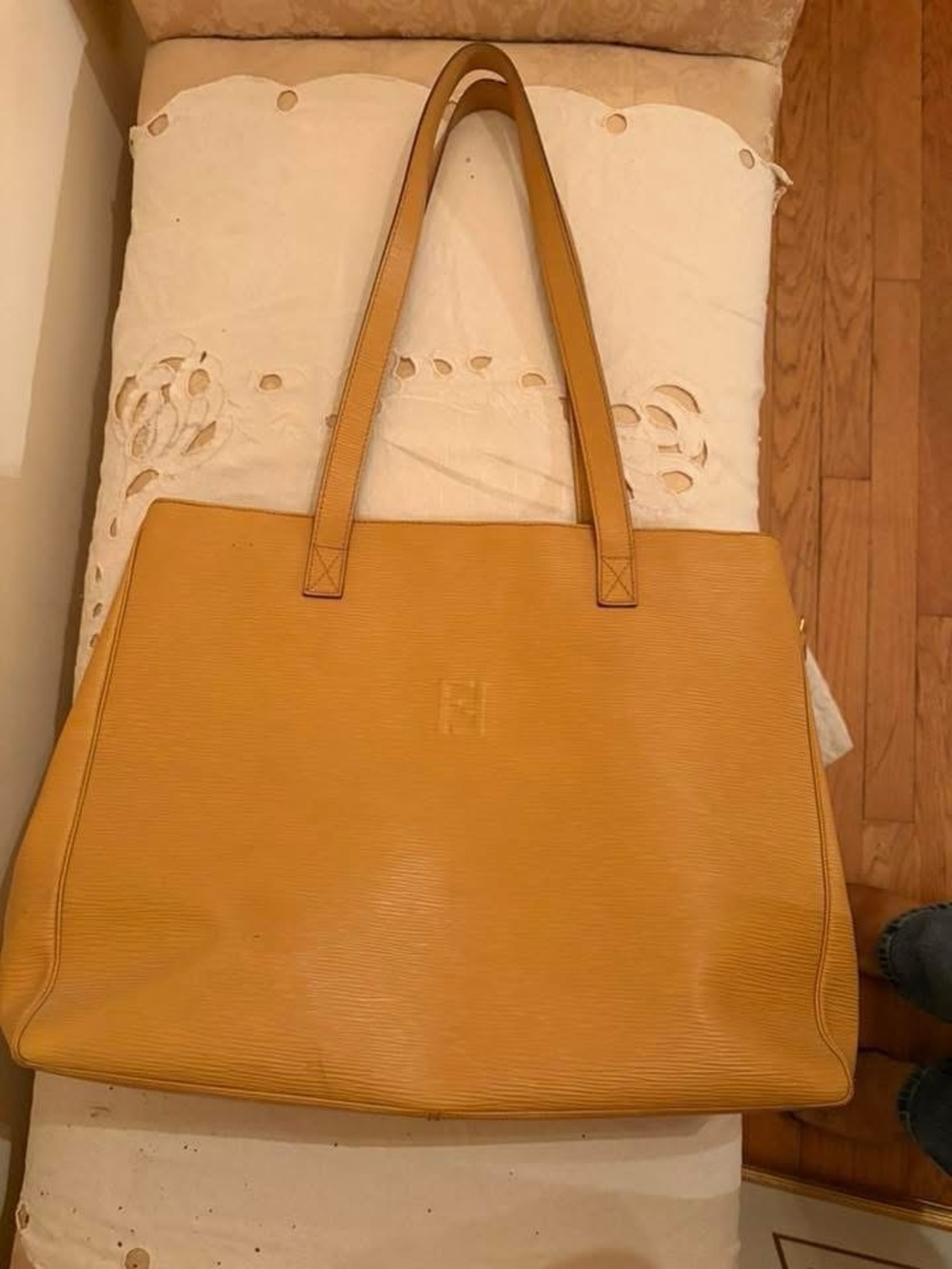 Fendi Yellow Leather Shoulder Tote